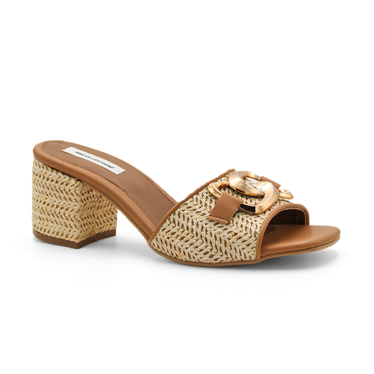 Sandalia Con Tacon  Color Camel Para Mujer De Rbcollection