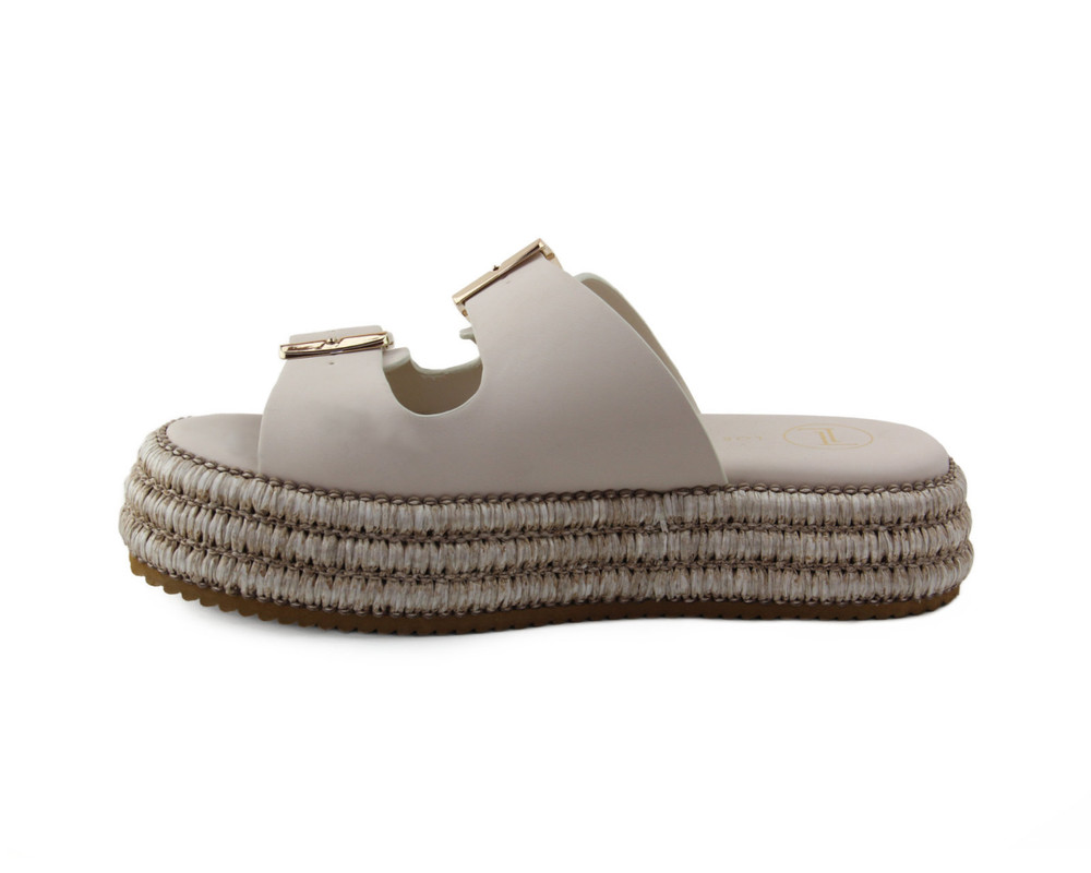 Foto 6 pulgar | Sandalia Tipo Cuña Lob Footwear PU Beige para Mujer