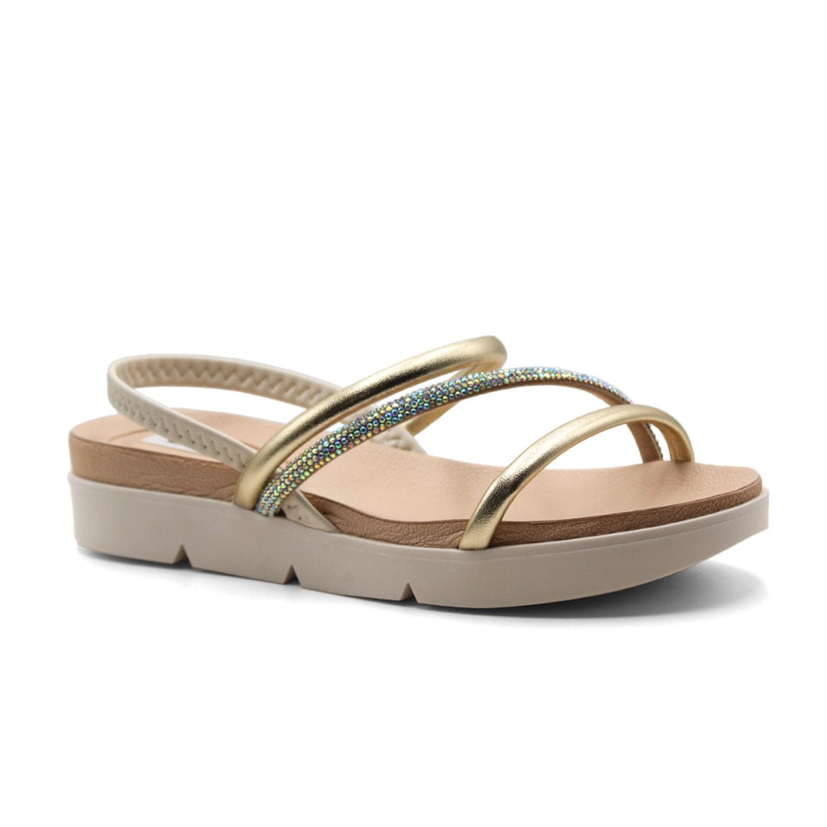 Sandalias De Piso  Color Oro Para Mujer De Rbcollection $799