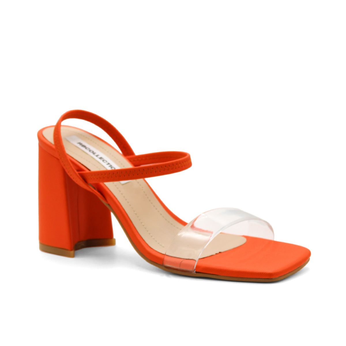 Foto 1 | Sandalia con Tacón RB Collection Naranja para Mujer
