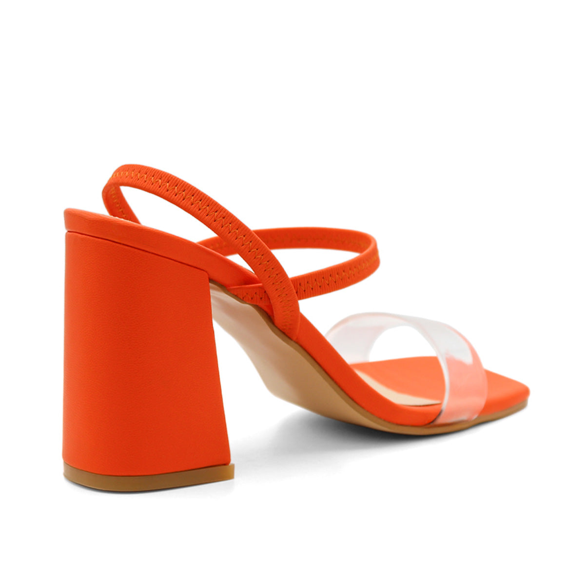 Foto 3 | Sandalia con Tacón RB Collection Naranja para Mujer