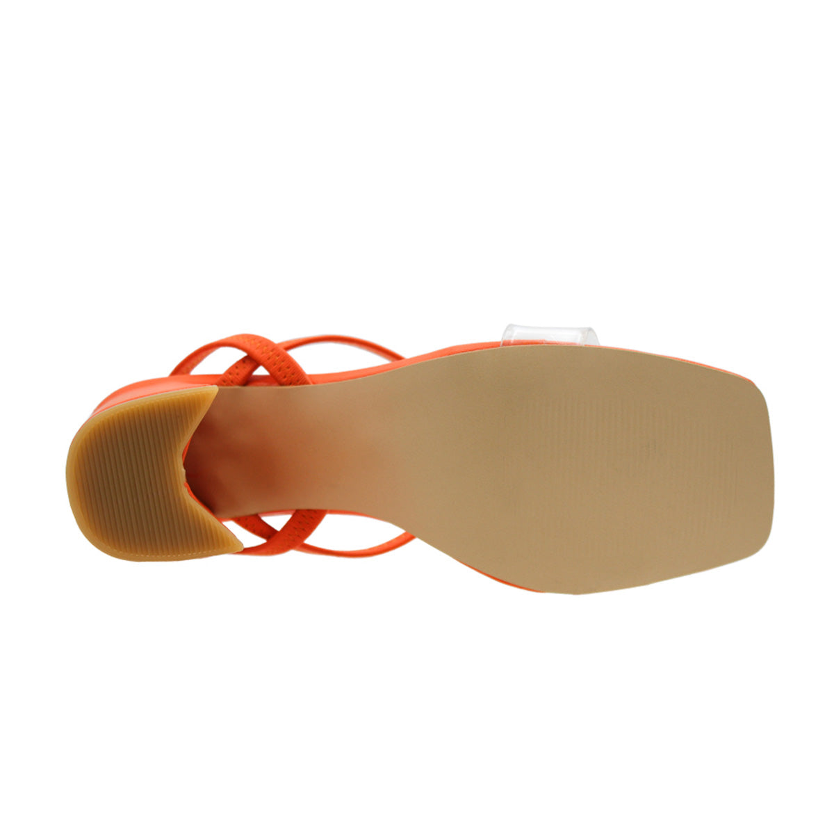 Foto 6 | Sandalia con Tacón RB Collection Naranja para Mujer