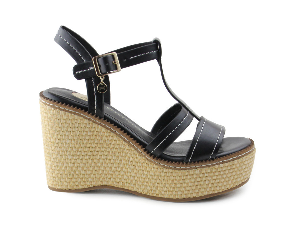 Foto 2 | Sandalia Tipo Cuña Para Mujer Lob Footwear Pu Negro 92404082