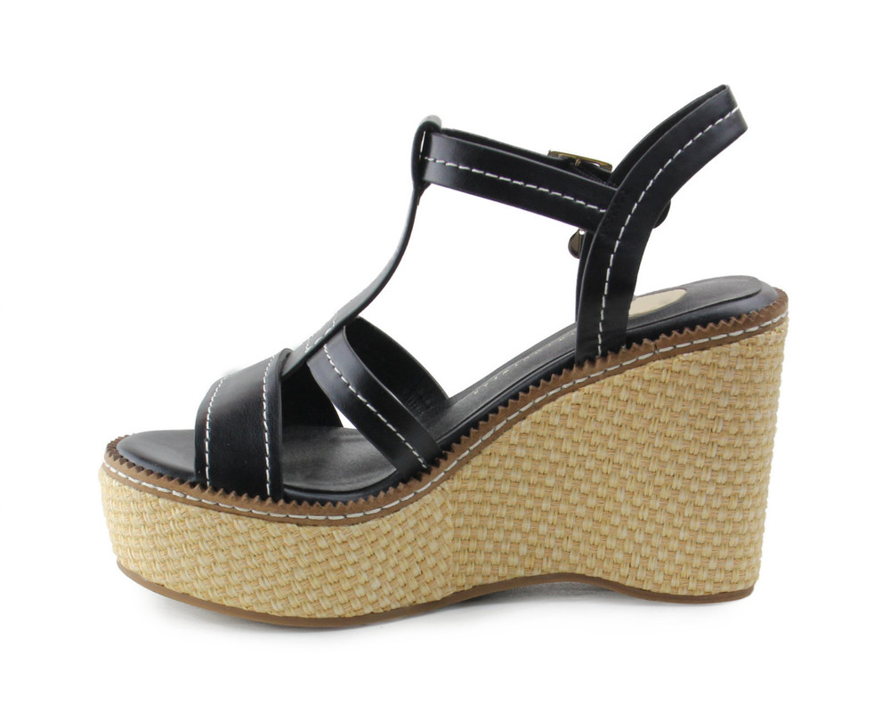 Foto 6 pulgar | Sandalia Tipo Cuña Para Mujer Lob Footwear Pu Negro 92404082