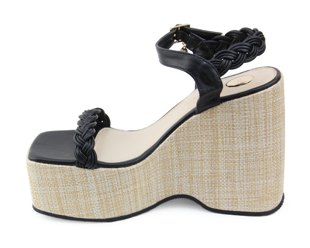 Foto 5 | Sandalia Tipo Cuña Para Mujer Lob Footwear Pu Negro 92704076