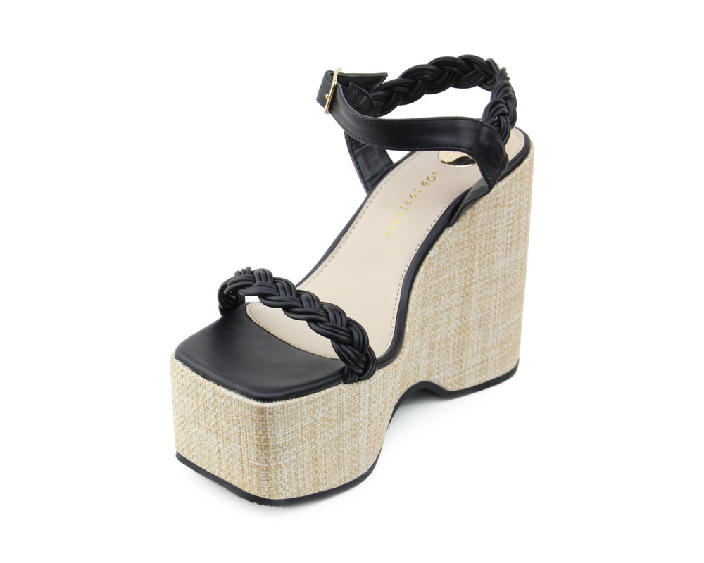 Foto 7 pulgar | Sandalia Tipo Cuña Para Mujer Lob Footwear Pu Negro 92704076