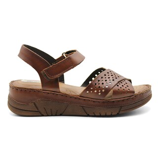 Foto 2 | Sandalias De Piso Exterior Piel Color Café Para Mujer De Rbcollection