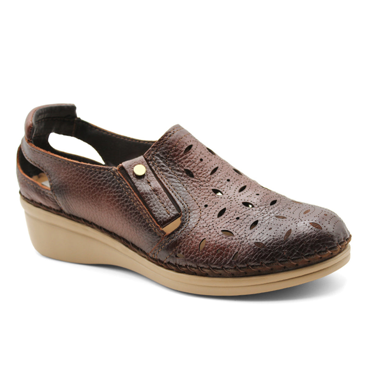 Sandalias De Piso Exterior Piel Color Café Para Mujer De Rbcollection