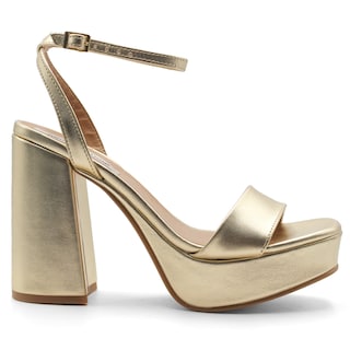 Foto 2 | Sandalia con Tacón Rbcollection Doradas para Mujer
