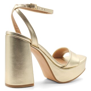 Foto 3 | Sandalia con Tacón Rbcollection Doradas para Mujer