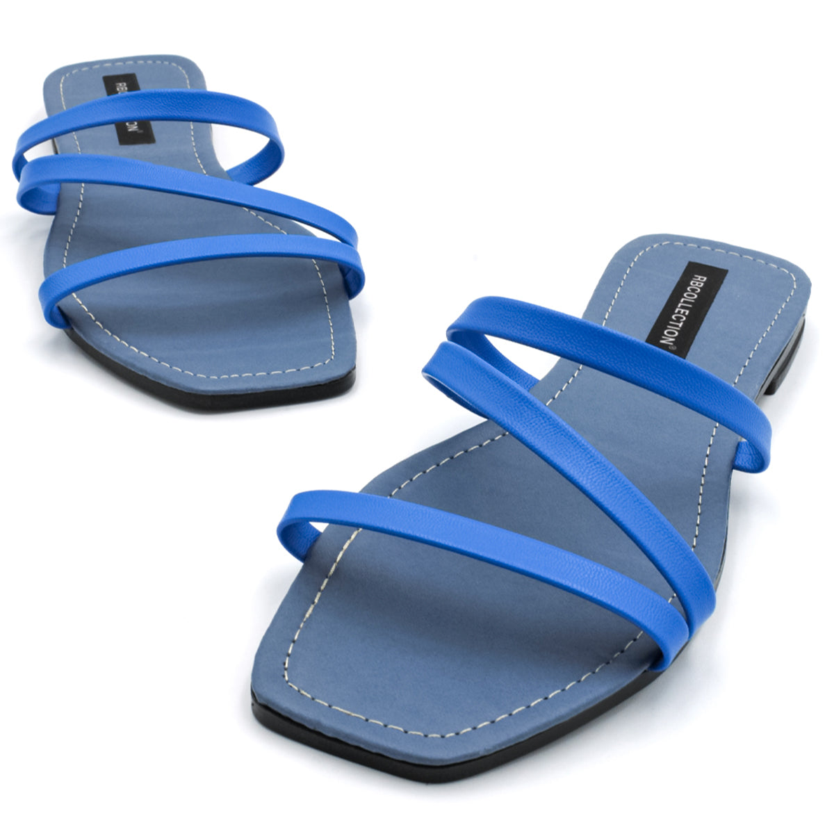 Foto 5 | Sandalias de Piso Rbcollection Exterior Piel Sintética Azules para Mujer