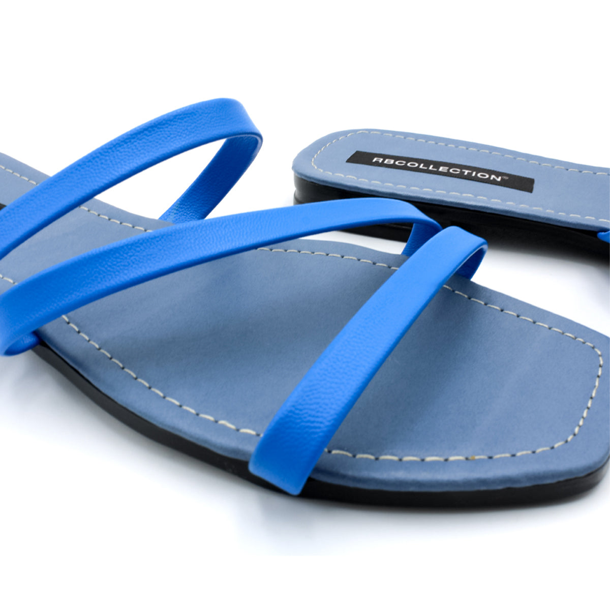Foto 7 pulgar | Sandalias de Piso Rbcollection Exterior Piel Sintética Azules para Mujer