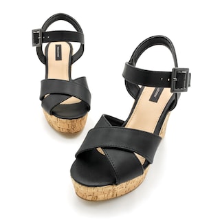 Foto 4 | Sandalia con Tacón RBCollection Exterior Piel Sintética Negro para Mujer