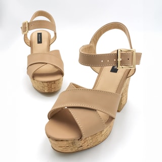 Foto 4 | Sandalia de Tacón Rbcollection Beige para Mujer