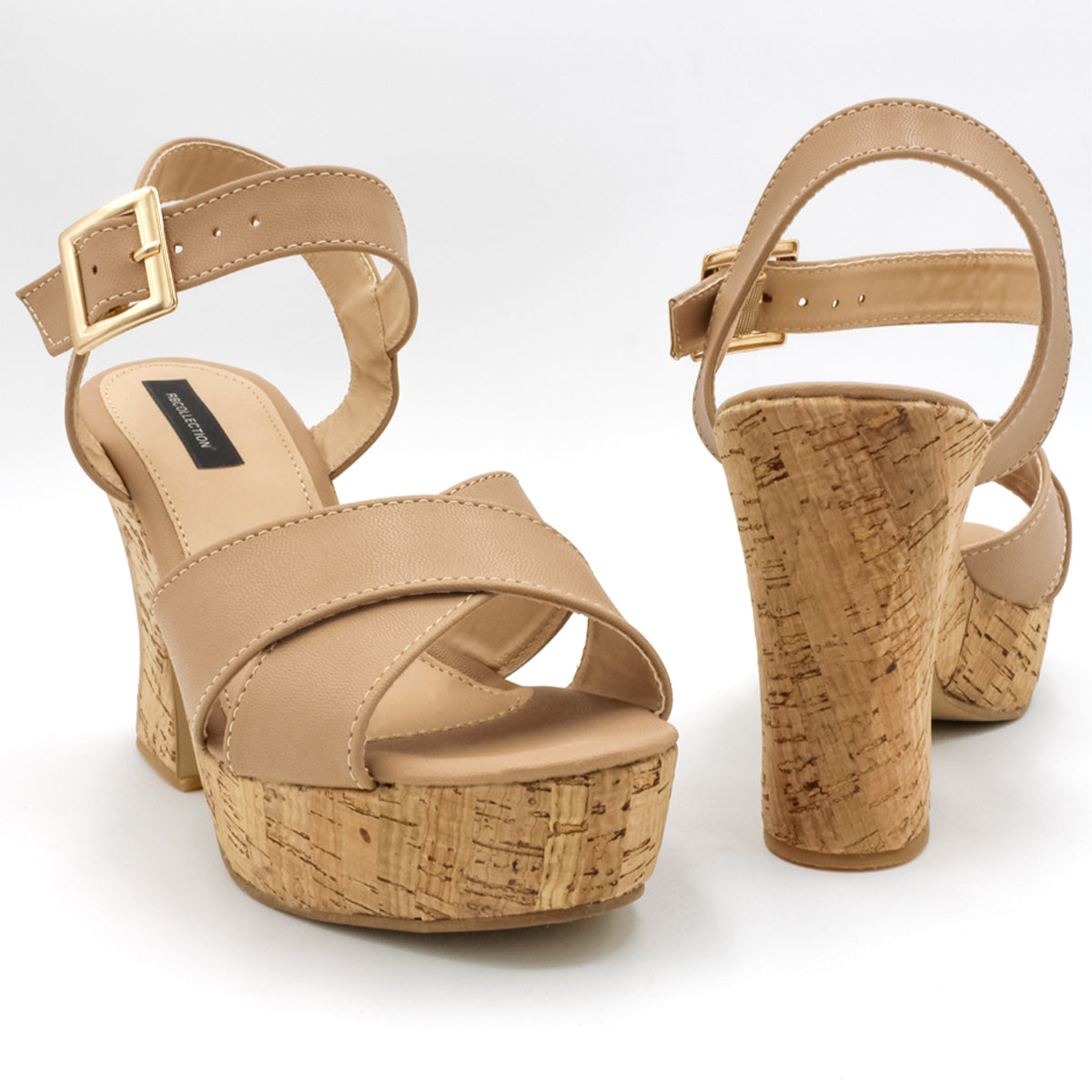 Foto 5 | Sandalia de Tacón Rbcollection Beige para Mujer