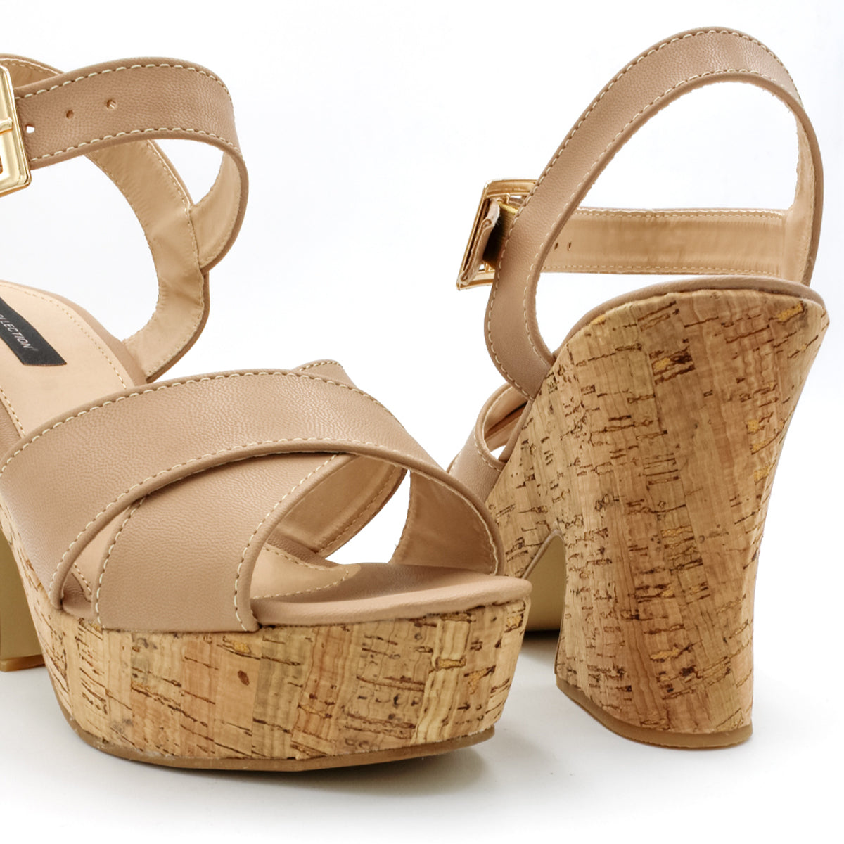 Foto 6 | Sandalia de Tacón Rbcollection Beige para Mujer