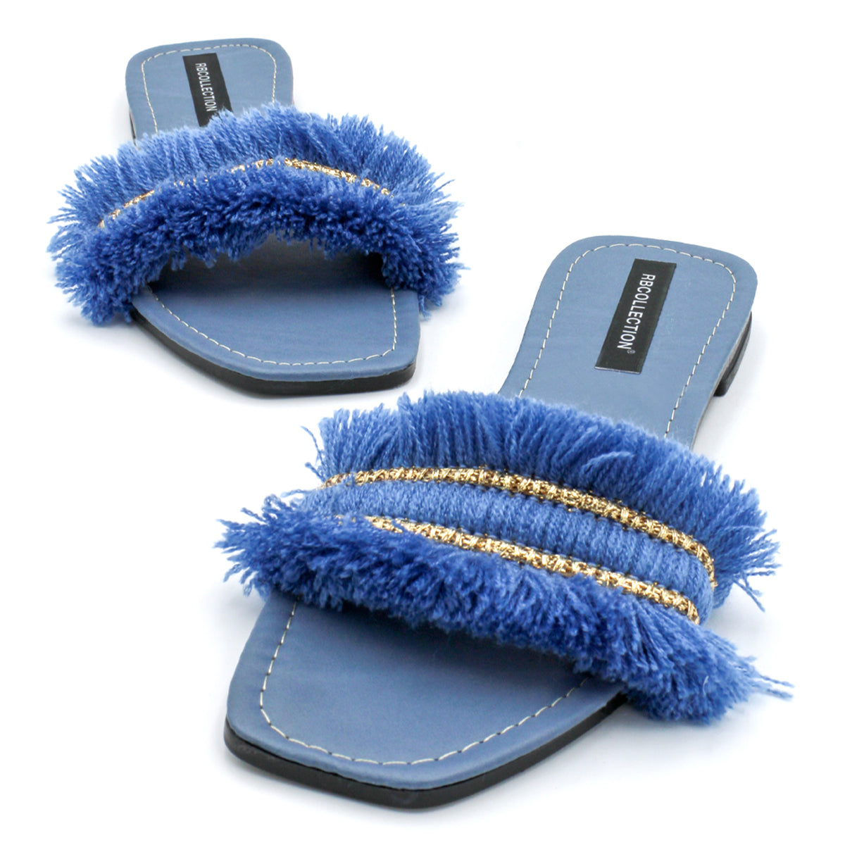 Foto 6 pulgar | Sandalias de Piso Rbcollection Textil Color Azul para Mujer