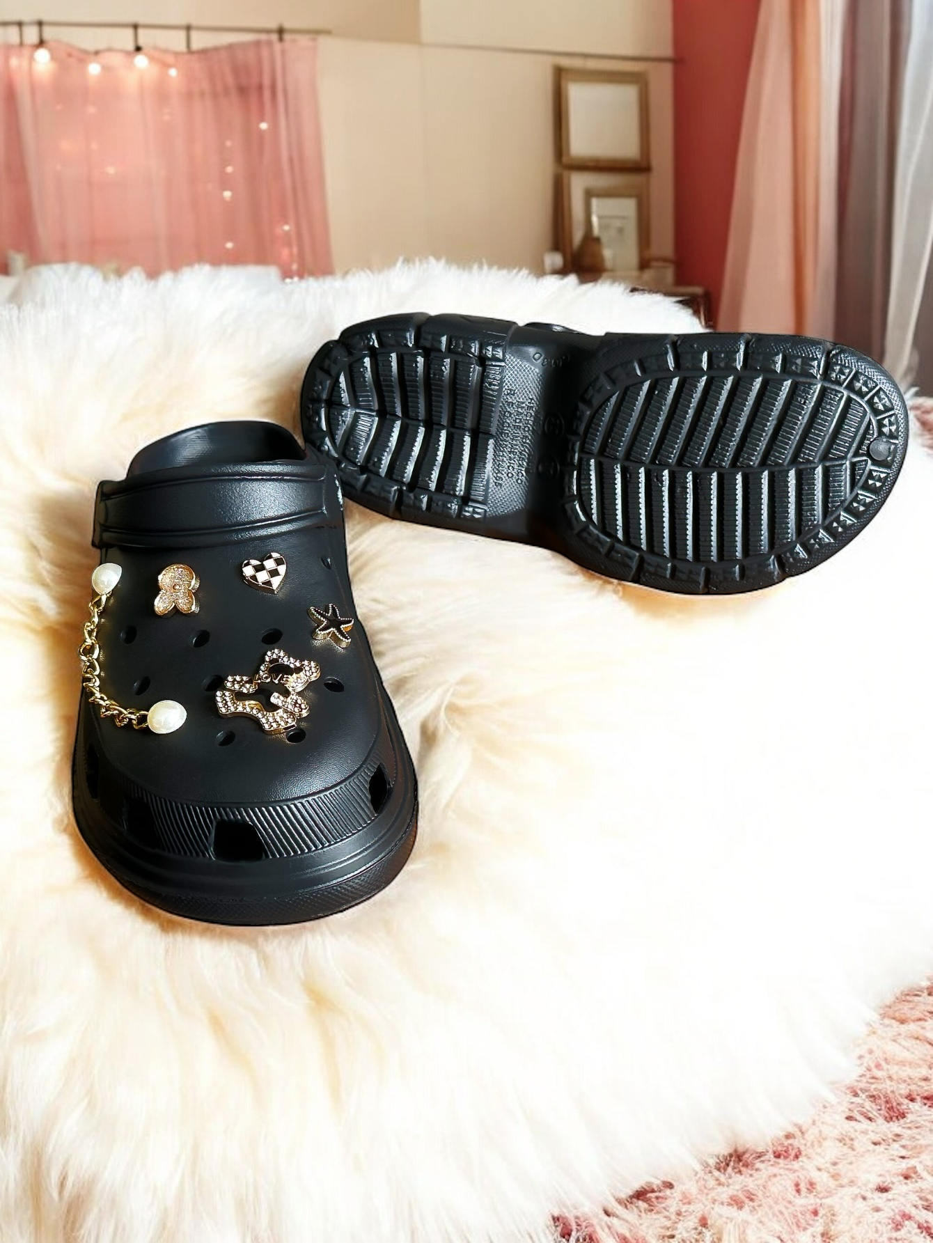 Foto 4 pulgar | Sandalia Con Charms Antideslizante Sand-1026 Negro Duraderas
