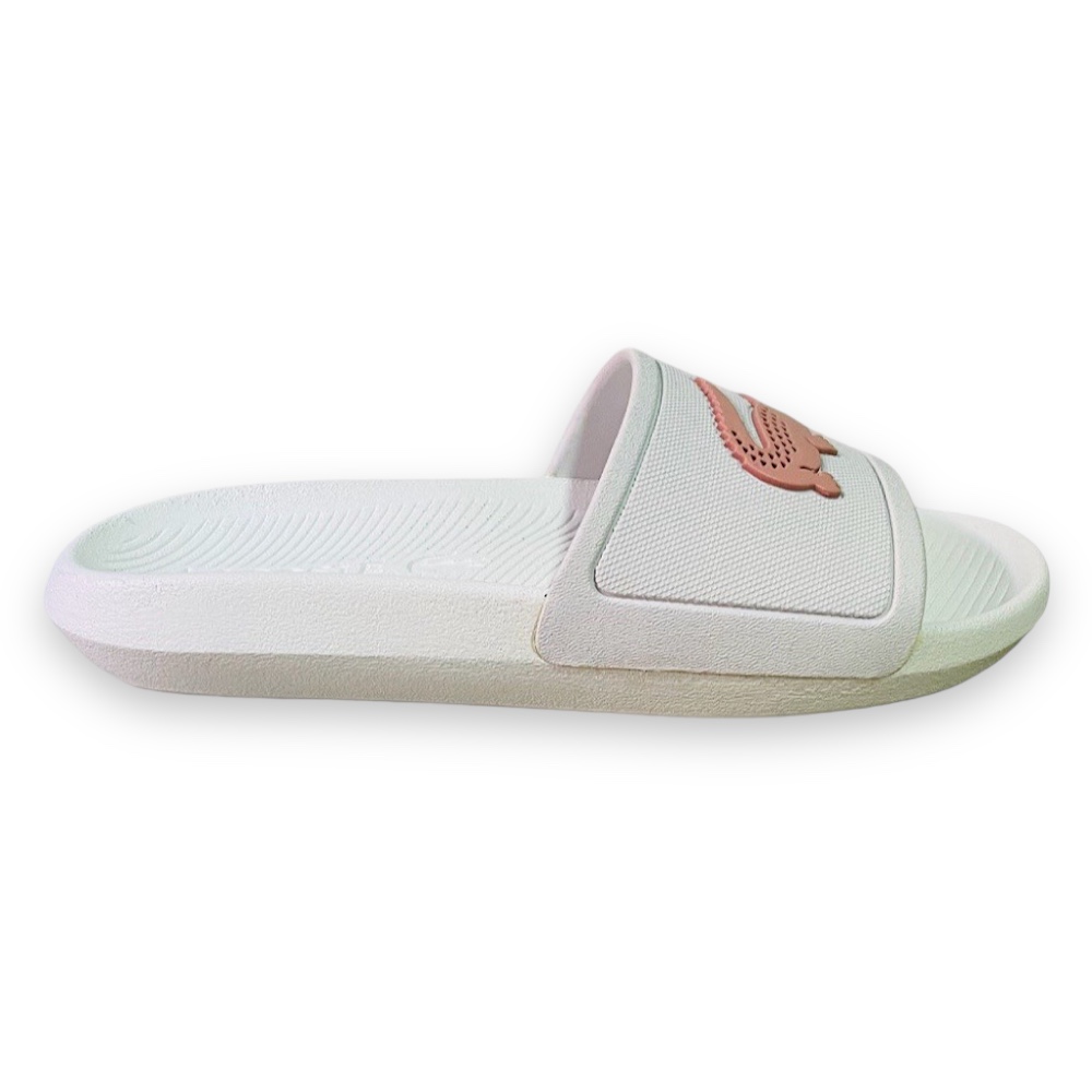 Foto 2 pulgar | Sandalia Lacoste Blanco Con Rosa Croc Slide Mujer 737cfa0005149