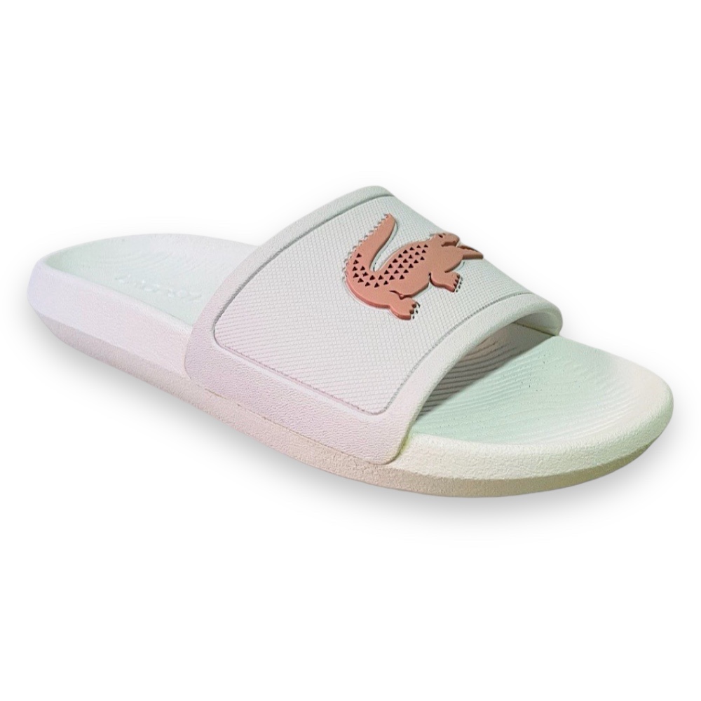 Foto 3 pulgar | Sandalia Lacoste Blanco Con Rosa Croc Slide Mujer 737cfa0005149