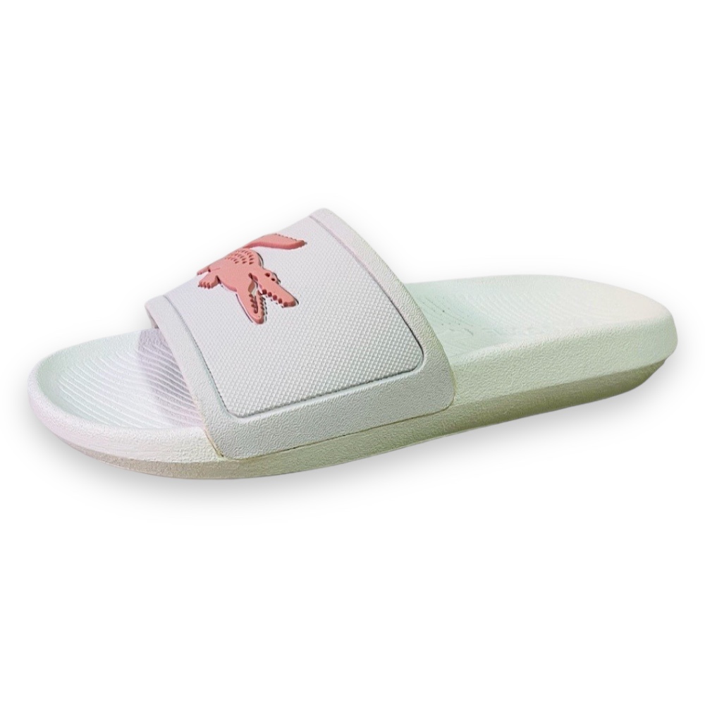 Foto 4 pulgar | Sandalia Lacoste Blanco Con Rosa Croc Slide Mujer 737cfa0005149