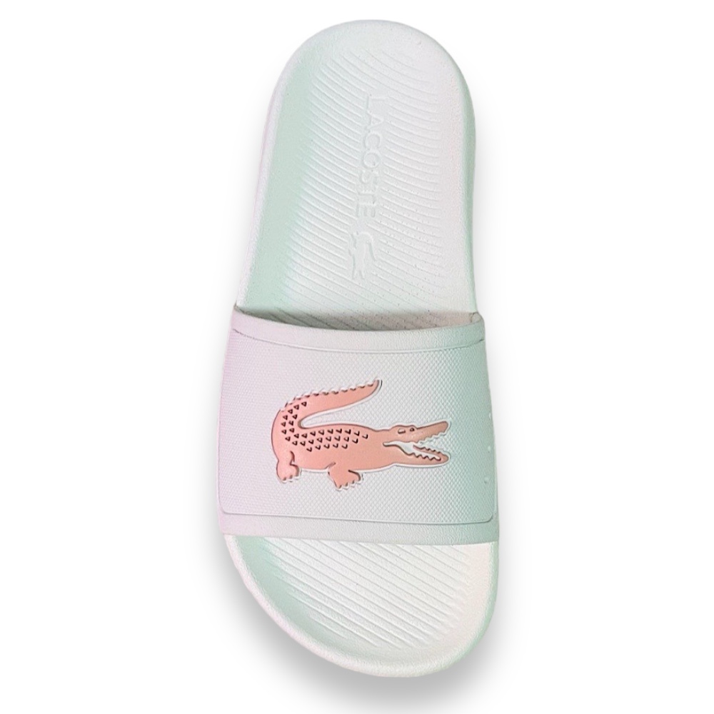 Foto 5 pulgar | Sandalia Lacoste Blanco Con Rosa Croc Slide Mujer 737cfa0005149