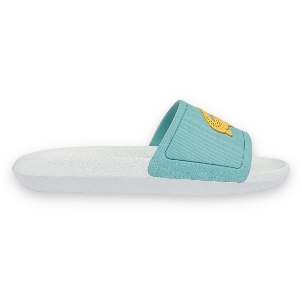 Foto 2 pulgar | Sandalia Lacoste Croc Slide Blanco Con Verde Turquesa Y Amarillo Mujer 43cfa0041mx_9a4