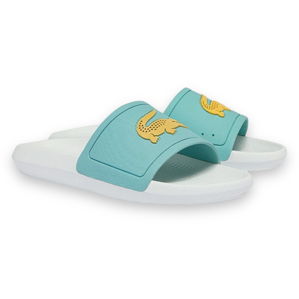 Foto 3 pulgar | Sandalia Lacoste Croc Slide Blanco Con Verde Turquesa Y Amarillo Mujer 43cfa0041mx_9a4