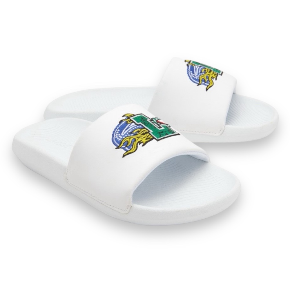 Foto 2 | Sandalia Lacoste Croco Slide Blanca Con Logo L Para Mujer 744cfa0007082
