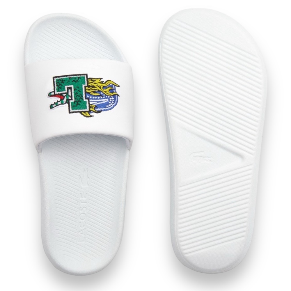 Foto 4 | Sandalia Lacoste Croco Slide Blanca Con Logo L Para Mujer 744cfa0007082