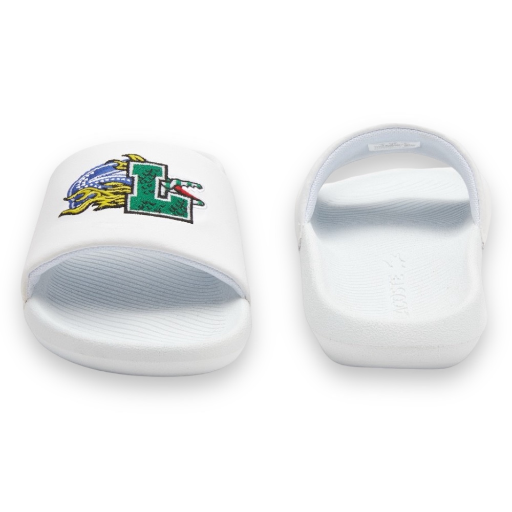 Foto 6 pulgar | Sandalia Lacoste Croco Slide Blanca Con Logo L Para Mujer 744cfa0007082