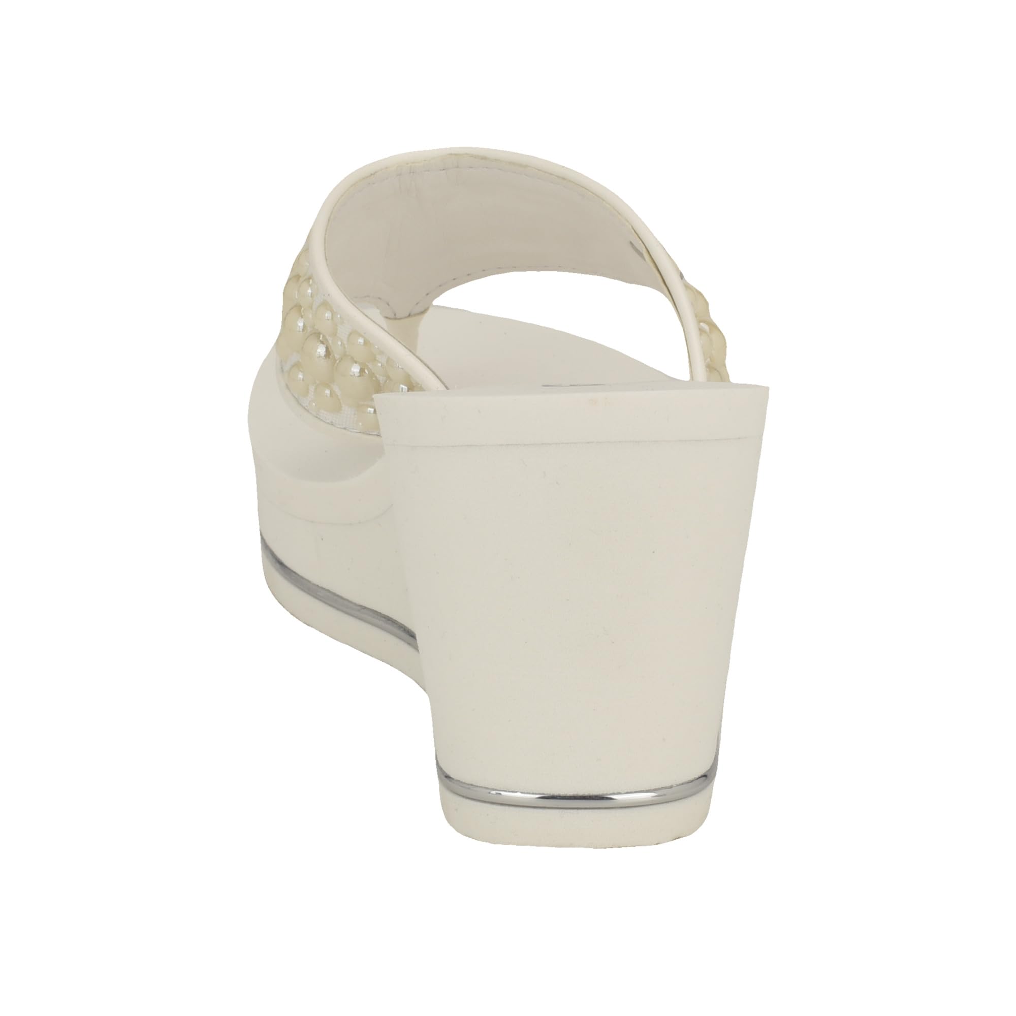 Foto 4 pulgar | Sandalia Con Cuña Guess Silus Para Mujer, Color Blanco Con Tacón De 7,5 Cm - Venta Internacional.