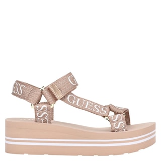 Foto 2 | Sandalia con Cuña Guess Avin Oro Rosa para Mujer - Venta Internacional