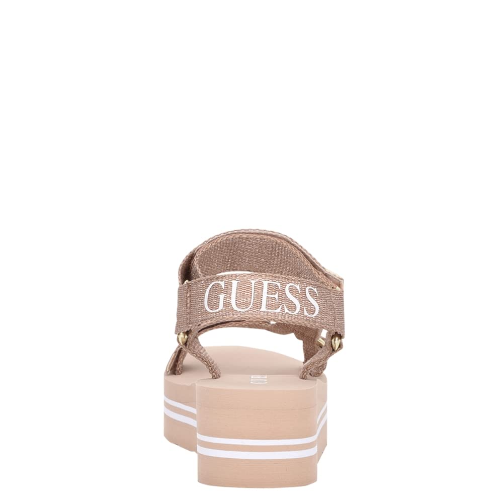 Foto 4 pulgar | Sandalia Con Cuña Guess Avin Para Mujer En Oro Rosa, Talla 9.5 - Venta Internacional.