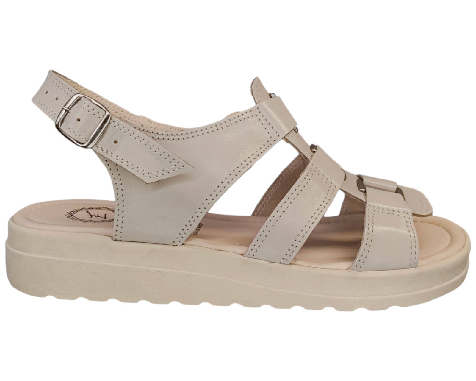 Foto 6 pulgar | Sandalias Casuales Enco Footwear Beige Piel Vacuno de Broche Versátil para Mujer