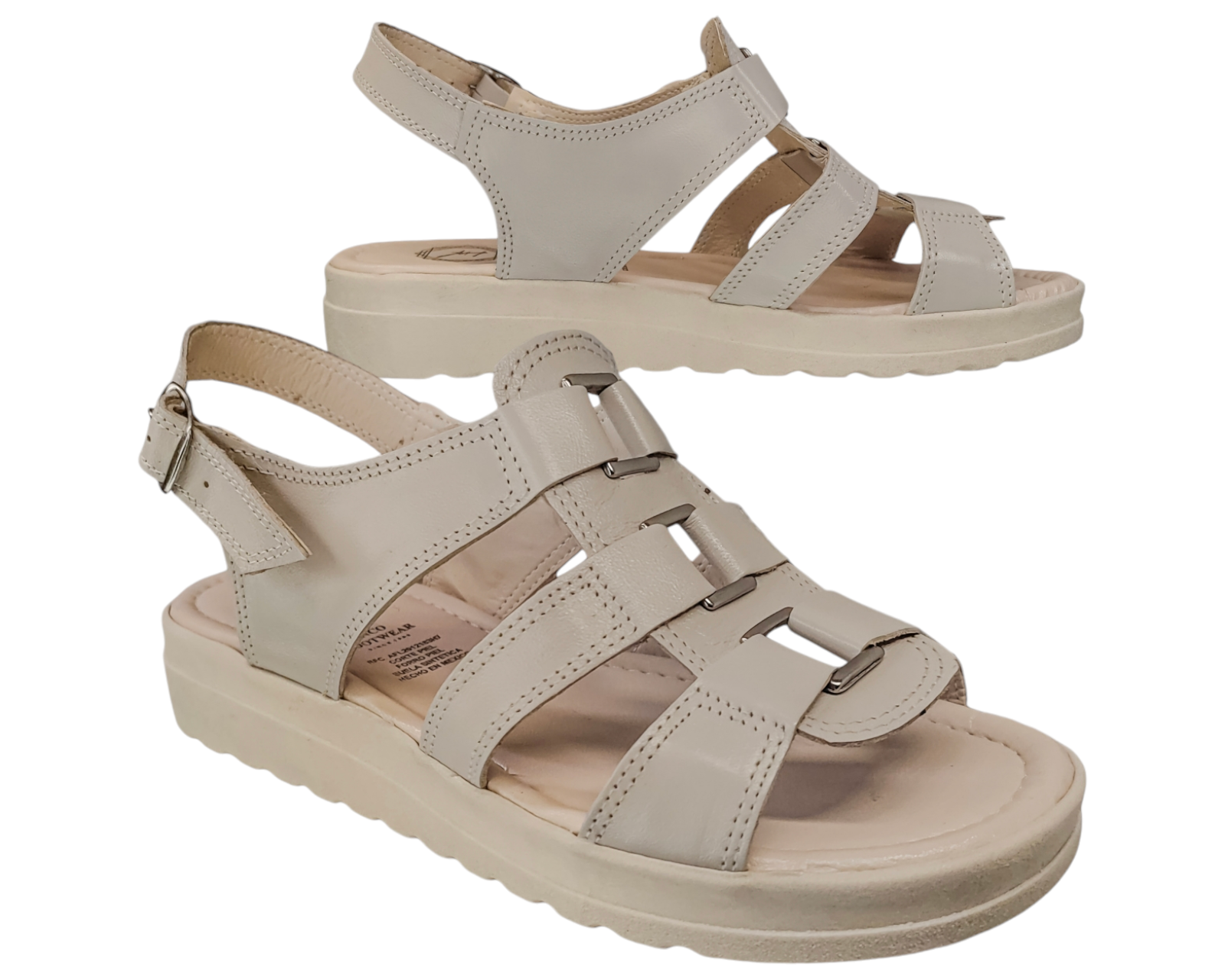 Foto 7 pulgar | Sandalias Casuales Enco Footwear Beige Piel Vacuno de Broche Versátil para Mujer