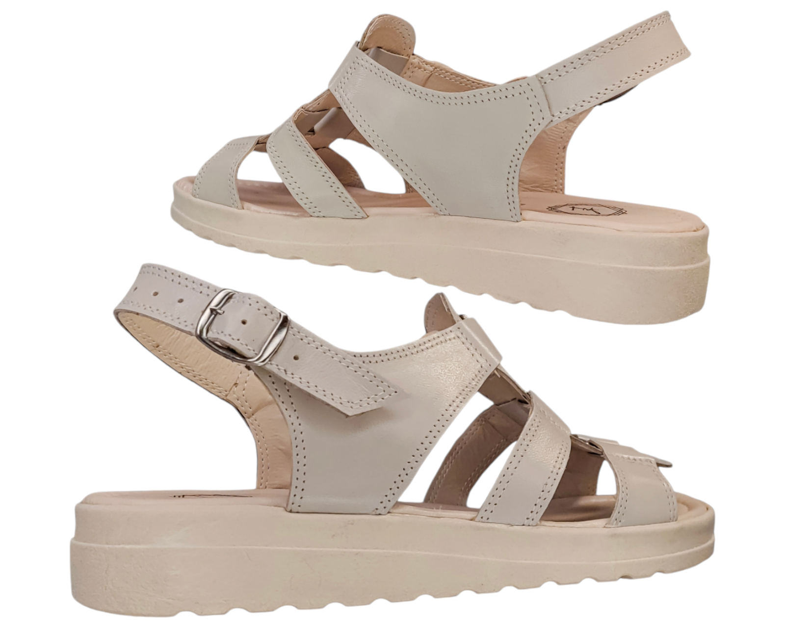 Foto 9 pulgar | Sandalias Casuales Enco Footwear Beige Piel Vacuno de Broche Versátil para Mujer