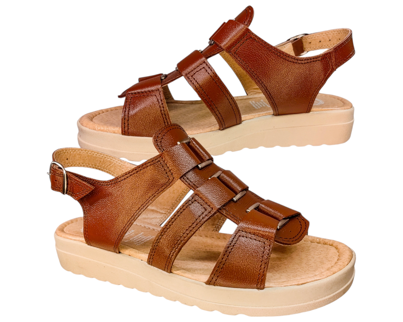 Foto 7 pulgar | Sandalias Mujer Casuales Piel Vacuno De Broche Versatil