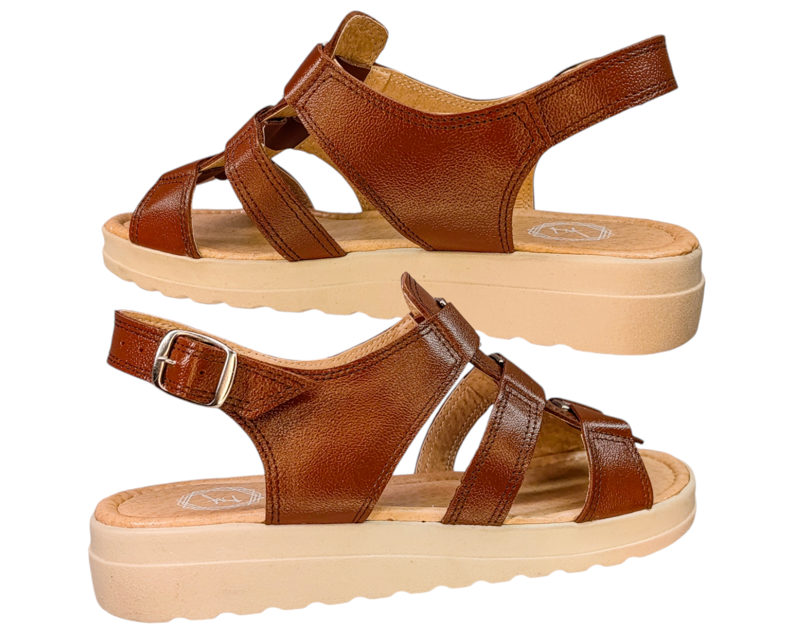 Foto 9 pulgar | Sandalias Mujer Casuales Piel Vacuno De Broche Versatil