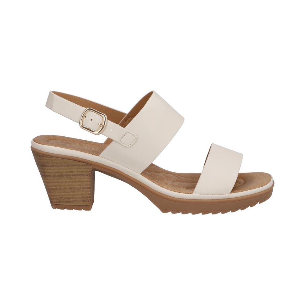 Sandalia Mujer Vosse Tacon Casual Comoda Beige