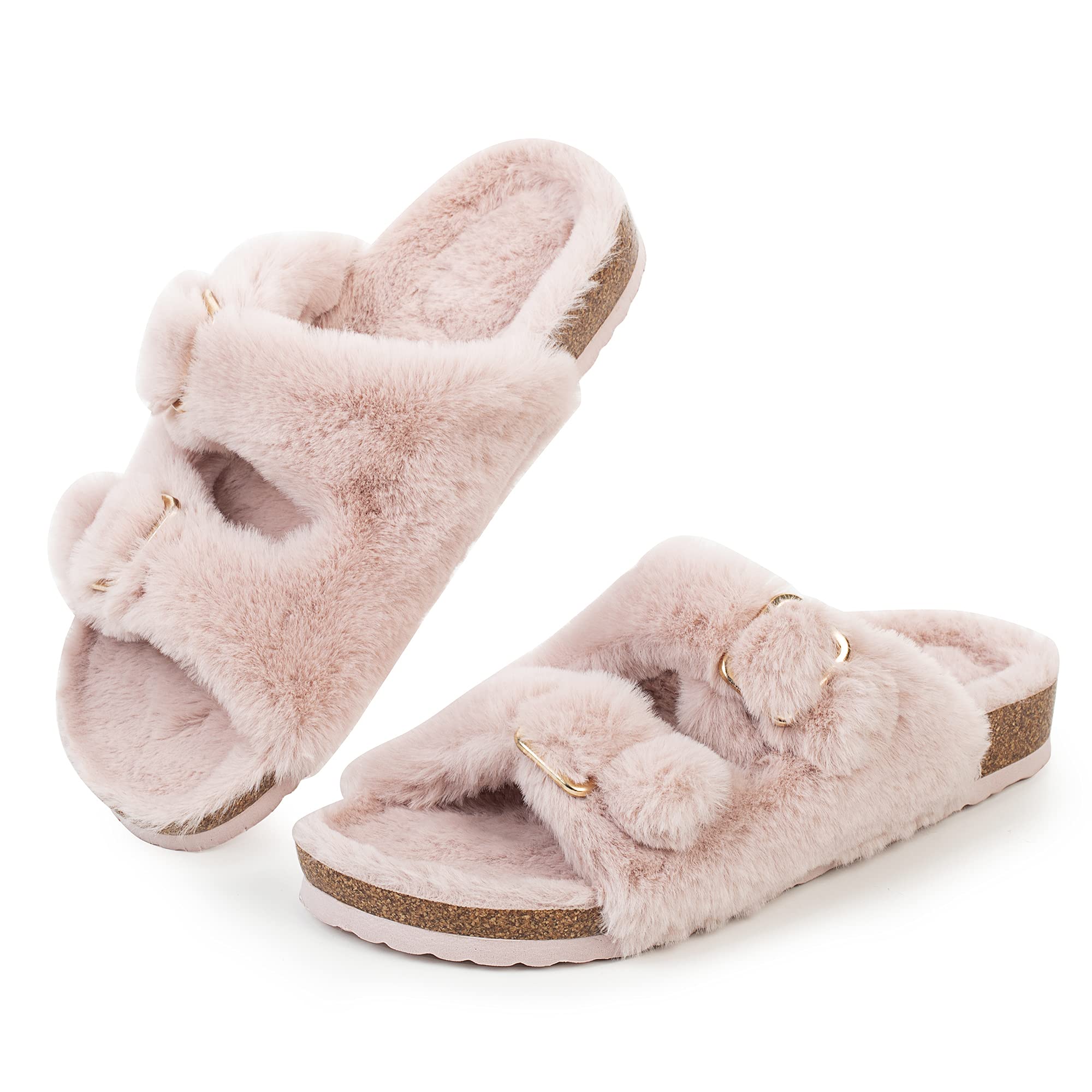 Foto 2 pulgar | Zapatilla Fitory Para Mujer Con Punta Abierta, Piel De Conejo Sintética, Color Rosa, Talla 8.5 - Venta Internacional.