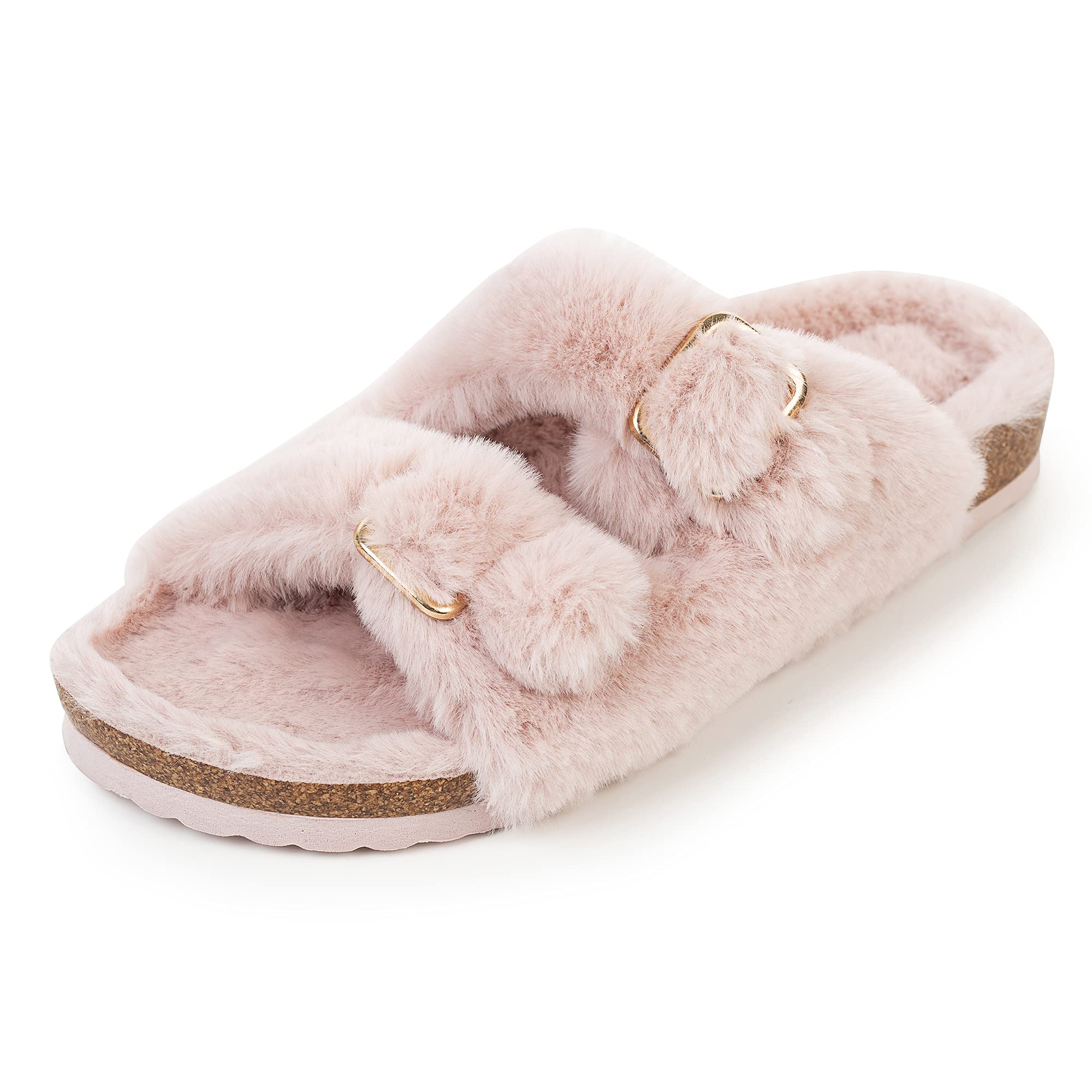 Foto 4 pulgar | Zapatilla Fitory Para Mujer Con Punta Abierta, Piel De Conejo Sintética, Color Rosa, Talla 8.5 - Venta Internacional.