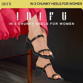 Foto 2 | Sandalias De Tacón Idifu Negras Con Tacón Bajo Y Tacón Grueso Para Mujer - Venta Internacional.