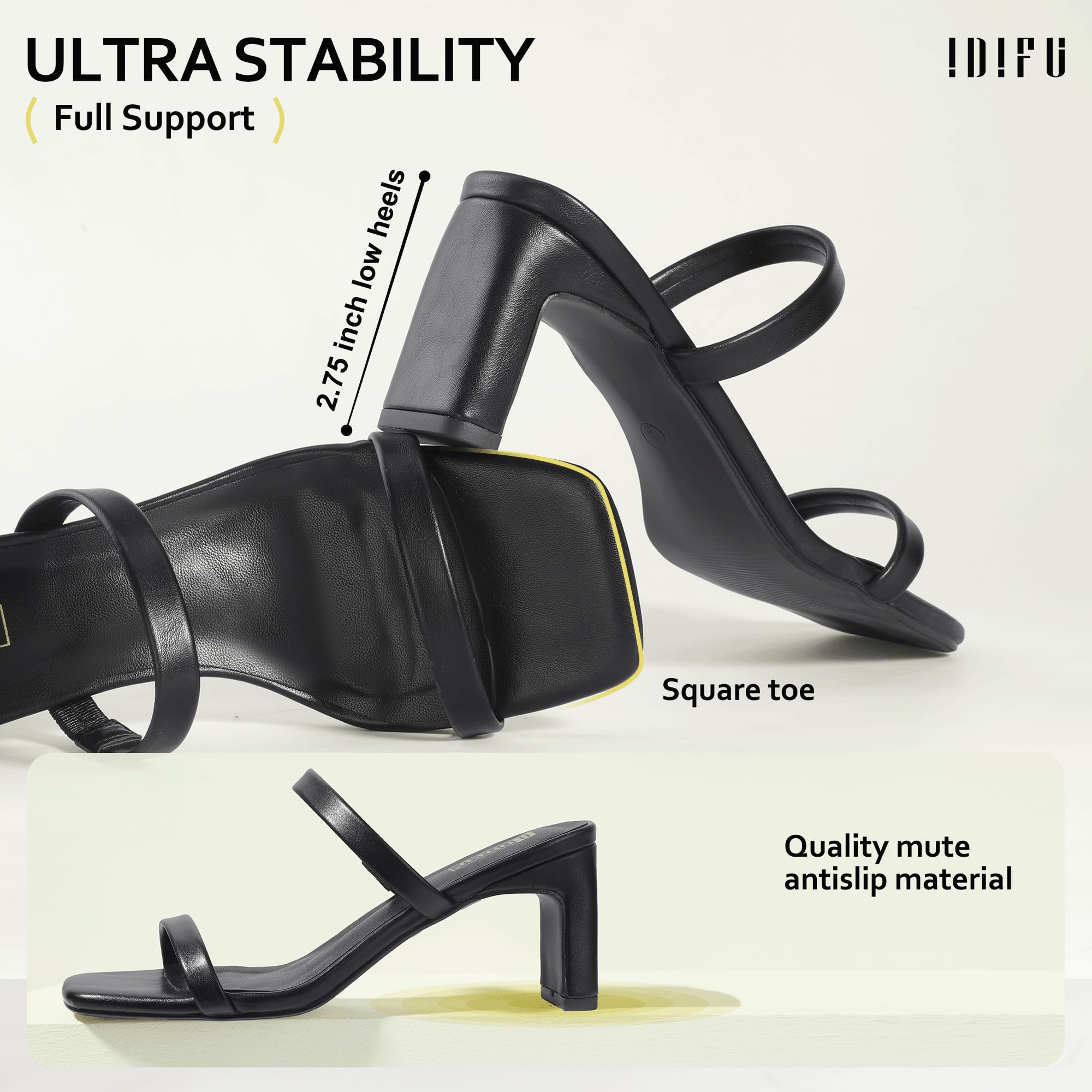 Foto 5 pulgar | Sandalias De Tacón Idifu Negras Con Tacón Bajo Y Tacón Grueso Para Mujer - Venta Internacional.