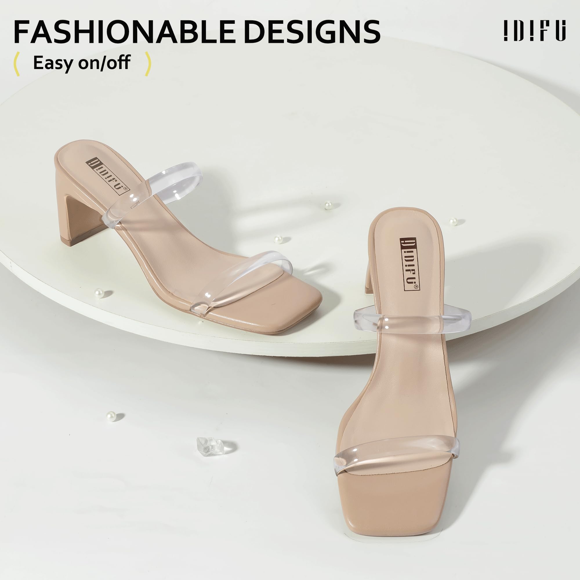 Foto 4 pulgar | Sandalias De Tacón Idifu Clear Low Block Tacones Para Mujer Nude 35 - Venta Internacional.