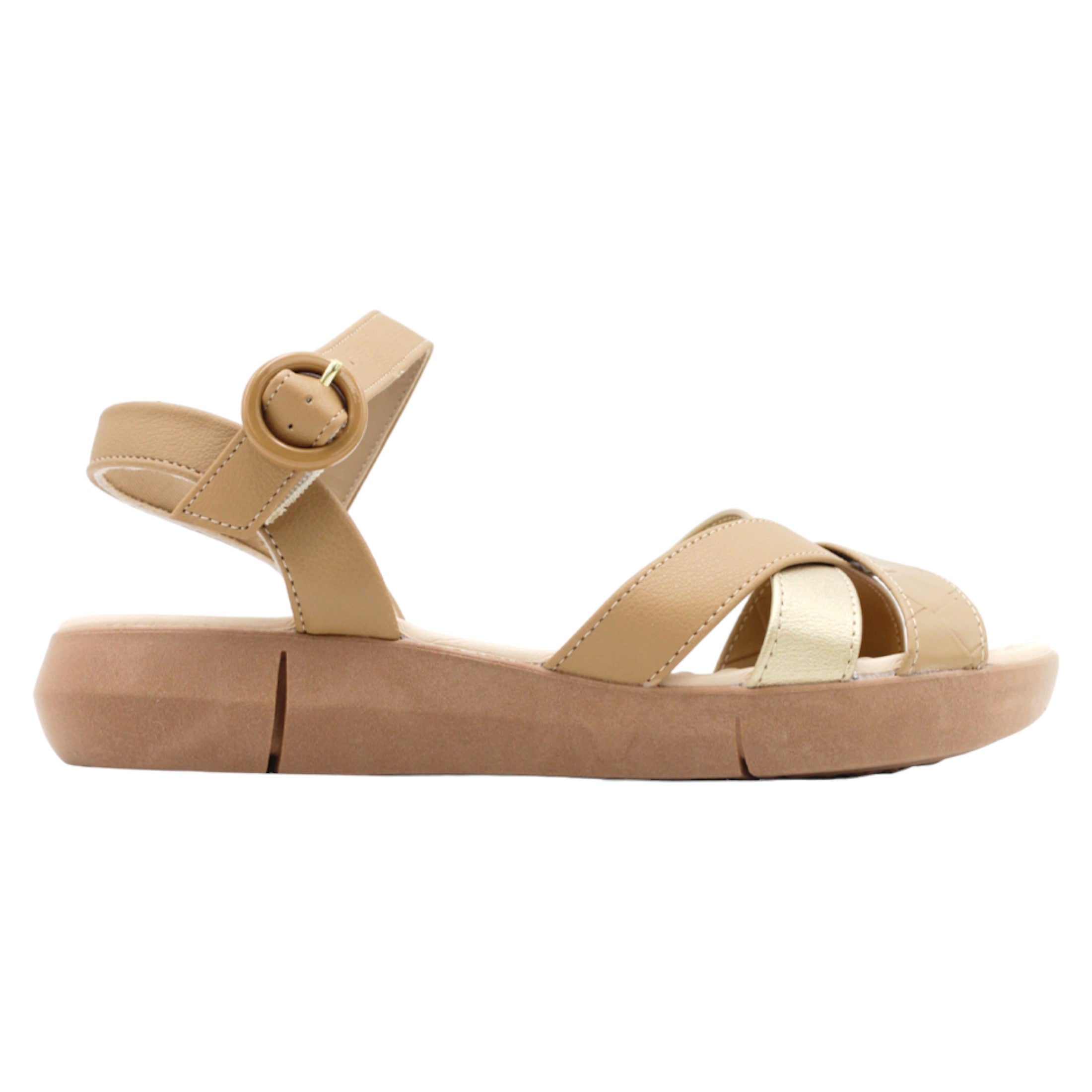 Foto 2 | Sandalias De Piso Exterior Piel Vegana Color Café Para Mujer De Rbcollection