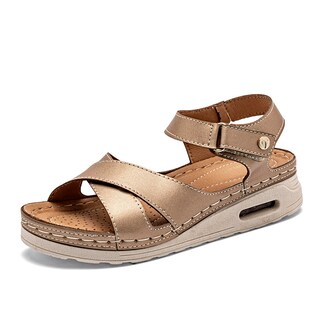 Foto 1 | Sandalia Flexmas Dorada para Mujer