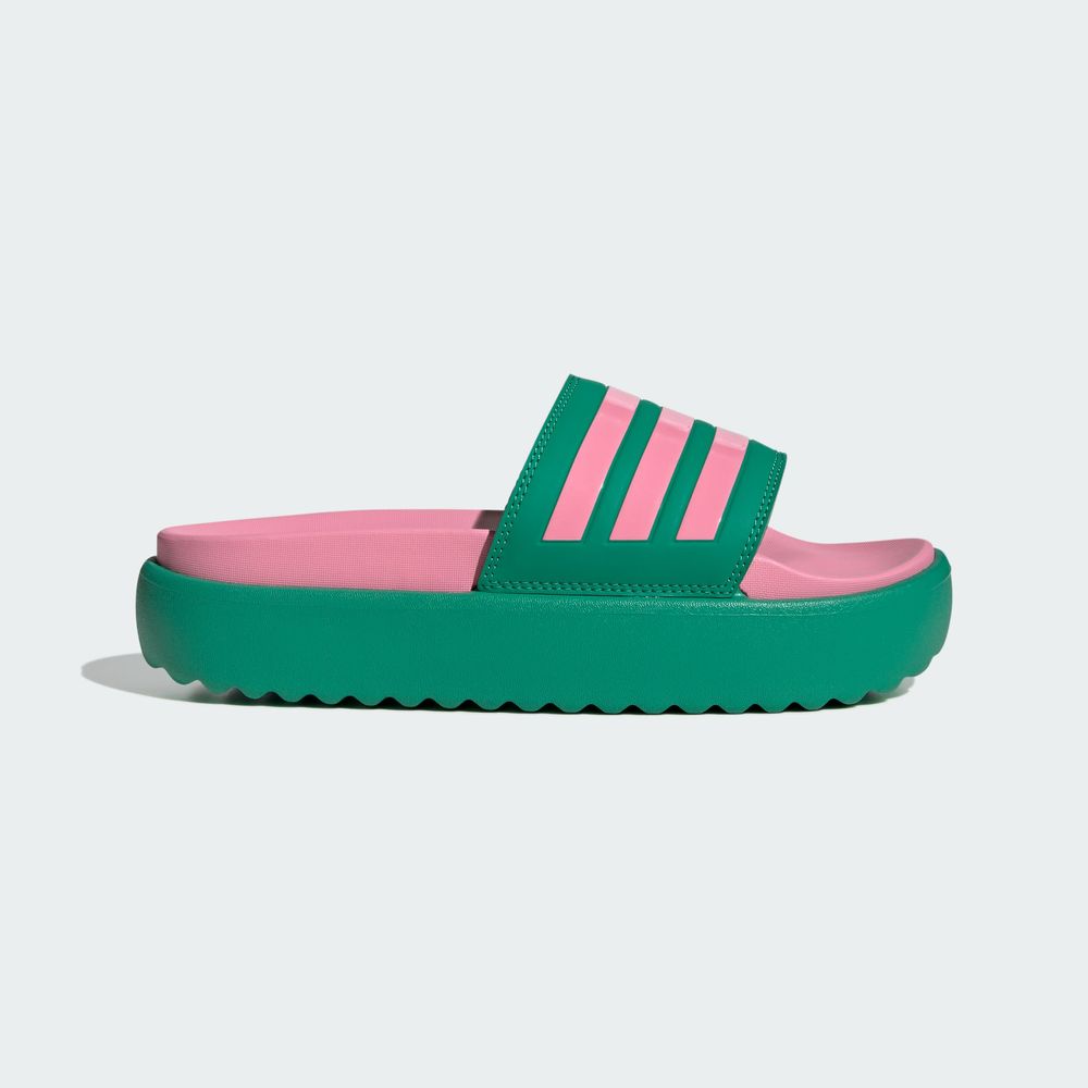 Foto 3 pulgar | Sandalias Adilette Con Plataforma Adidas Verde Mujer