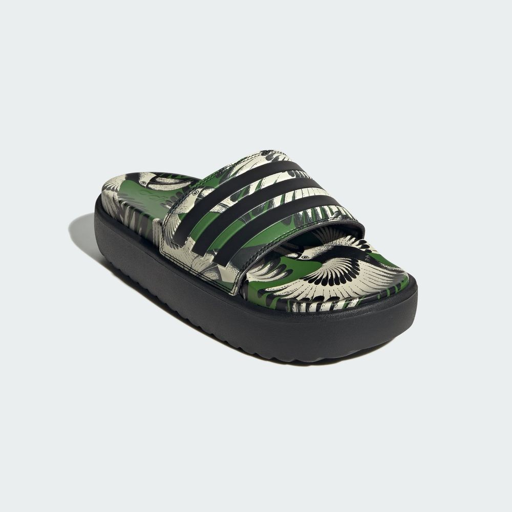 Foto 7 pulgar | Sandalias Adilette Con Plataforma Adidas Verde Mujer