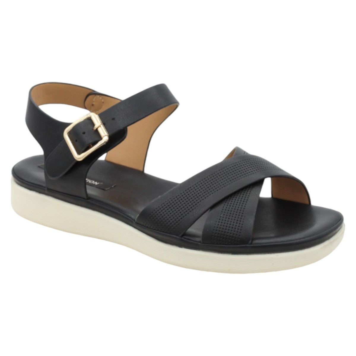 Foto 2 pulgar | Sandalias de Piso Rbcollection Exterior Piel Vegana Negro para Mujer